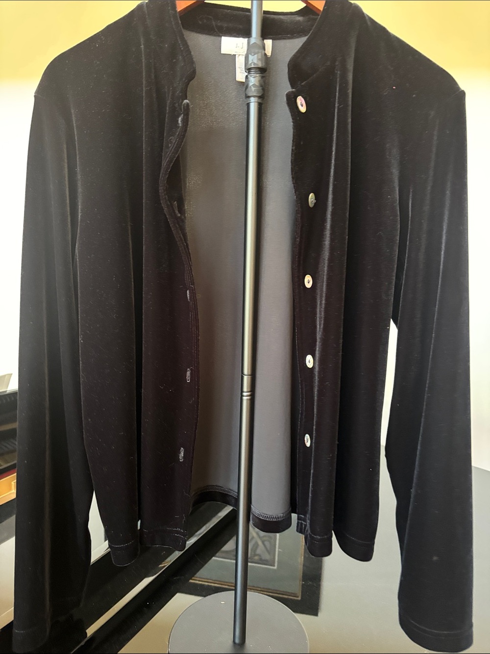 J Jill  Women's Black Velvet Button-Front Jacket Large